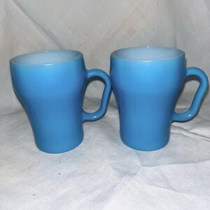 2- Vintage FireKing milk glass soda mugs